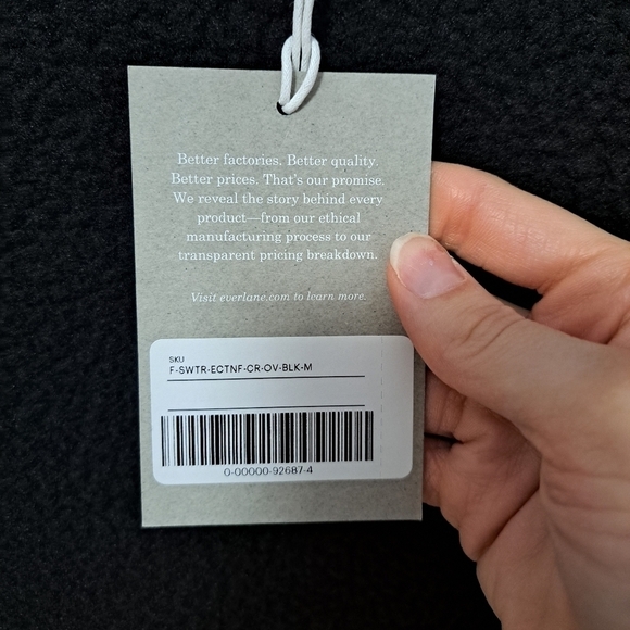 Everlane the renew fleece oversized crew sweatshirt black medium NWT - Picture 8 of 8